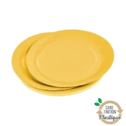 SET 20 ASSIETTES CARTON D.18CM VITAMINE JAUNE MOUTARDE