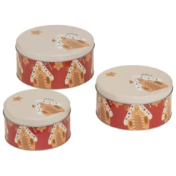 SET 3 BOITES METAL ROND NOEL