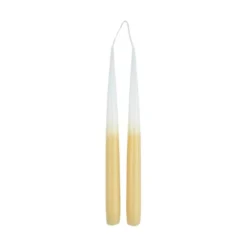 SET 2 BOUGIES CHANDELIER H.26CM TIE DYE BLANC ET SEMOULE