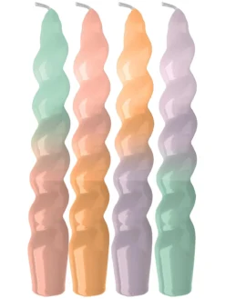 SET 4 BOUGIES TORSADEES 2.8X19CM 64G FINITION TIE ET DIE