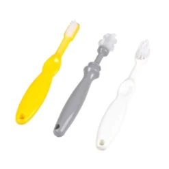SET 3 BROSSES A DENTS EVOLUTIVES GRIS JAUNE ET BLANC