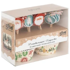 SET 50 CAISSETTES ET 25 PIQUES NOEL