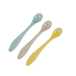 SET 3 CUILLERES PLASTIQUES BLEU CIEL JAUNE VERT AMANDE