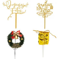SET 4 DECO GATEAUX NOEL