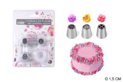 SET DE 3 DOUILLES FLEURS INOX