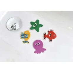 SET DE 4 FONDS DE DOUCHE PIEUVRE POISSON ROUGE POISSON JAUNE