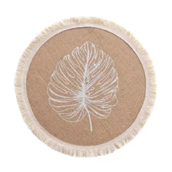 SET DE TABLE D.38CM JUTE IMPRIME ET FRANGES MOGADOR NATUREL
