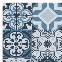 SET DE TABLE VINYLE MOSAIQUE CARREAUX BETON BLEU 45X30CM