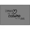 SET DE TABLE 28.5X43.5 CM PVC IMPRIME CUISINE AMOUR GRIS