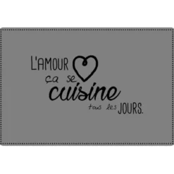 SET DE TABLE 28.5X43.5 CM PVC IMPRIME CUISINE AMOUR GRIS