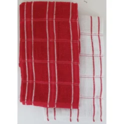 SET 2 ESSUIE MAINS ANDREW 50X50CM COTON ROUGE BLANC