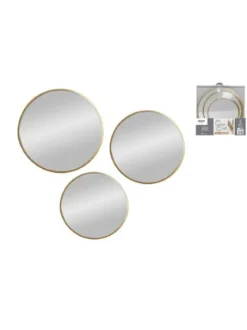 SET 3 MIROIRS DECO A SUSPENDRE OR METAL