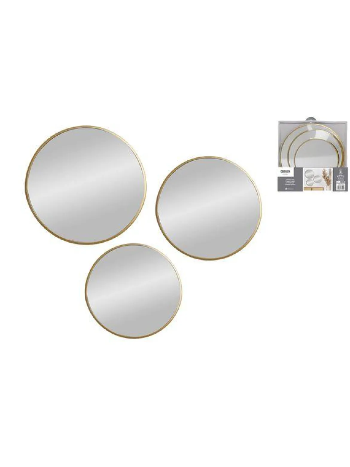 SET 3 MIROIRS DECO A SUSPENDRE OR METAL