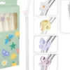 SET 4 PAILLES VERRE DECOREE FLEUR AVEC GOUPILLON