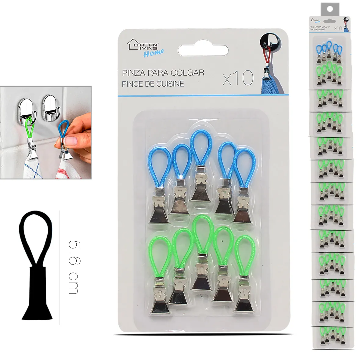 SET 10 PINCES A TORCHON 1.5X5.6CM
