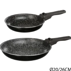 SET 2 POELES PIERRE AVEC POIGNEES 20CM ET 26CM
