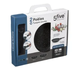 SET 2 POELES PIERRE AVEC POIGNEES 20CM ET 26CM