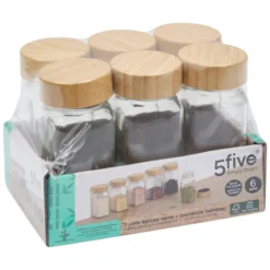 SET 6 POTS EPICES VERRE BAMBOU