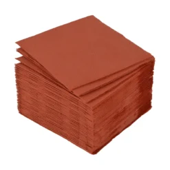 SET 40 SERVIETTES COCKTAIL PAPIER 2 PLIS 25X25CM TERRACOTTA