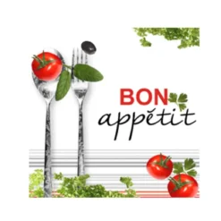 SET 20 SERVIETTES COCKTAIL 3 PLIS 25X25CM TOMATE