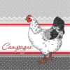 SET 20 SERVIETTES COQ CAMPAGNE 33X33CM