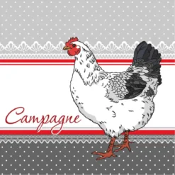 SET 20 SERVIETTES COQ CAMPAGNE 33X33CM