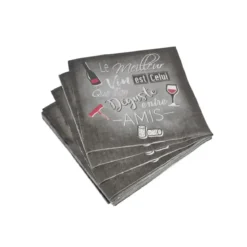 SET 20 SERVIETTES MEILLEUR VIN 33X33CM