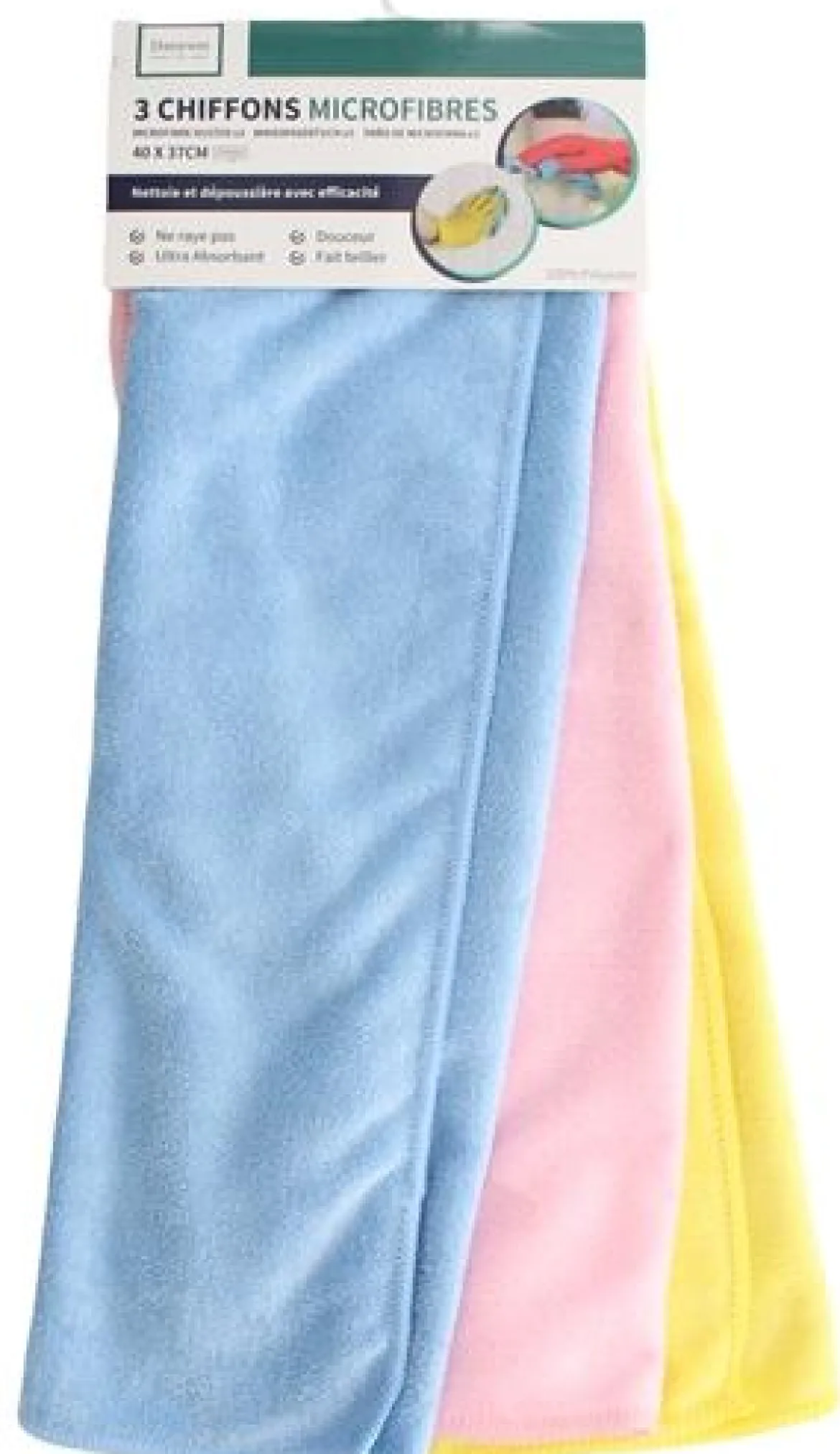 SET 3 SERVIETTES MICROFIBRE 40X37CM