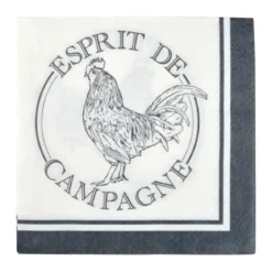 SET 20 SERVIETTES PAPIER 3 PLIS 33X33CM ESPRIT DE CAMPAGNE