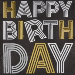 SET 20 SERVIETTES 3 PLIS HAPPY BIRTHDAY 33X33CM