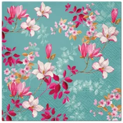 SET 20 SERVIETTES 3 PLIS NOUVEAUX MAGNOLIAS 33X33CM