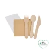 SET 6 SETS INDIVIDUELS COUVERTS BOIS AVEC SERVIETTE