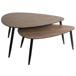 SET 2 TABLES BASSE MILEO EFFET NOYER