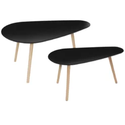 SET 2 TABLES BASSE MILEO NOIR