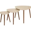 SET 3 TABLES CAFE MILEO EFFET TRAVERTIN