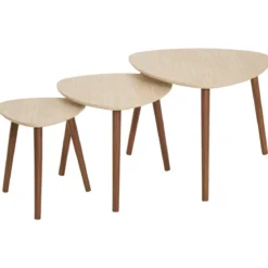 SET 3 TABLES CAFE MILEO EFFET TRAVERTIN