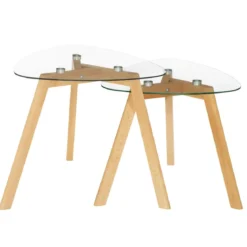 SET 2 TABLES GIGOGNES BOIS VERRE THALIE
