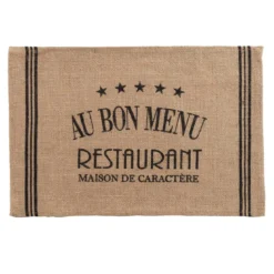 SET TABLE 30X45CM JUTE IMPRIME DINER NOIR