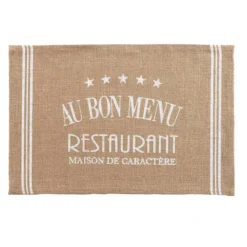 SET TABLE 30X45CM JUTE IMPRIME DINER BLANC