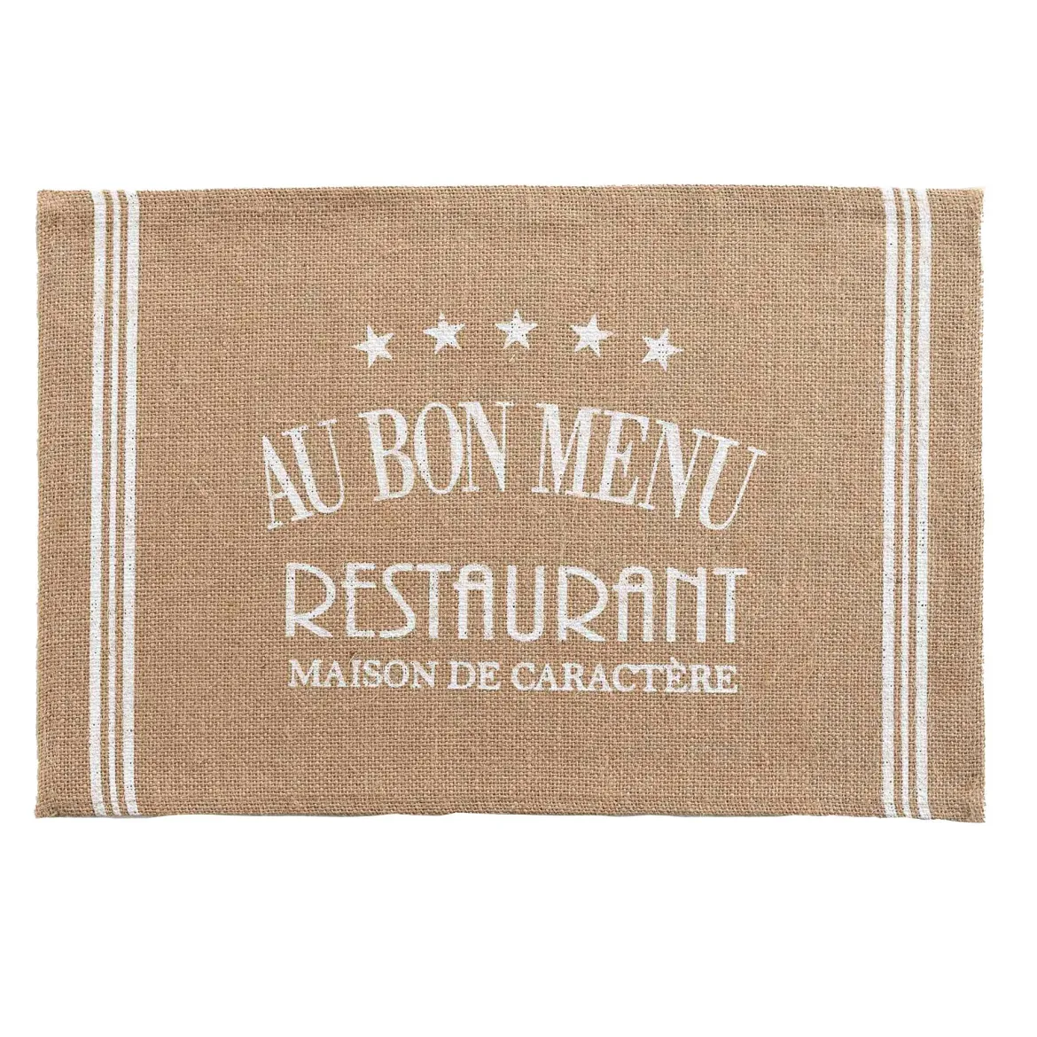 SET TABLE 30X45CM JUTE IMPRIME DINER BLANC