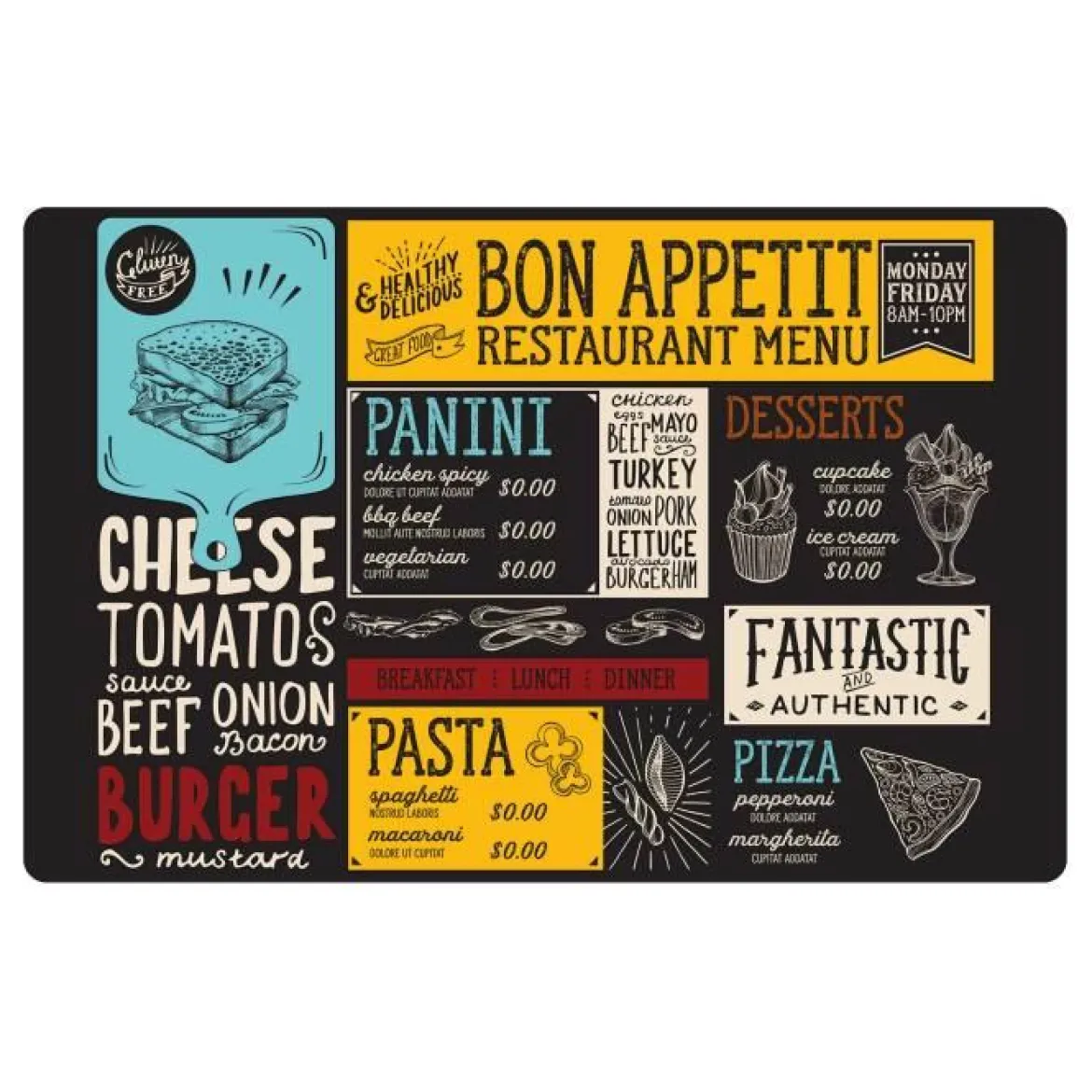 SET TABLE 28.5X44CM POLYPROPYLENE OPAQUE CHEESE