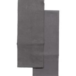 SET 2 TORCHONS JUSTIN 50X70CM COTON GRIS FONCE