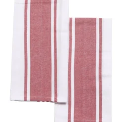 SET 2 TORCHONS LENA 50X70CM COTON POLYESTER ROUGE