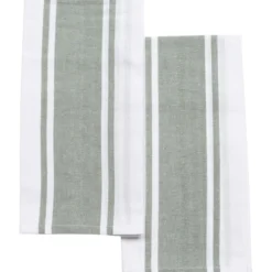 SET 2 TORCHONS LENA 50X70CM COTON POLYESTER VERT