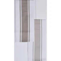 SET 2 TORCHONS NID D ABEILLE RAYES LEONIE 50X70 BEIGE FONCE