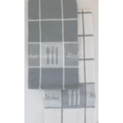 SET 2 TORCHONS PAUL 50X70CM COTON BLANC GRIS