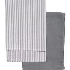 SET 2 TORCHONS ROULES 45X65CM COTON GRIS