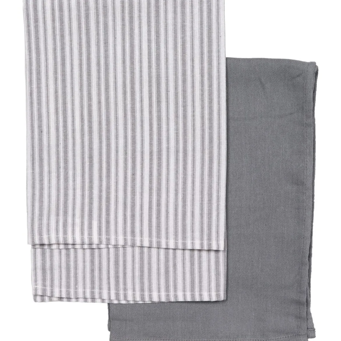 SET 2 TORCHONS ROULES 45X65CM COTON GRIS