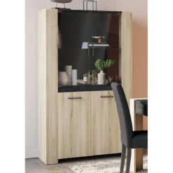 SHEFFIELD VITRINE 2PORTE VITREE 2PORTES CHENE KRONBERG SIDEW