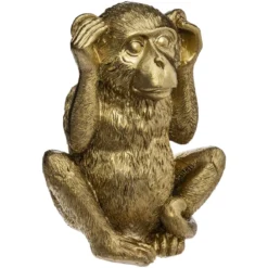 SINGE SAGESSE RESINE OR OREILLE H.17CM